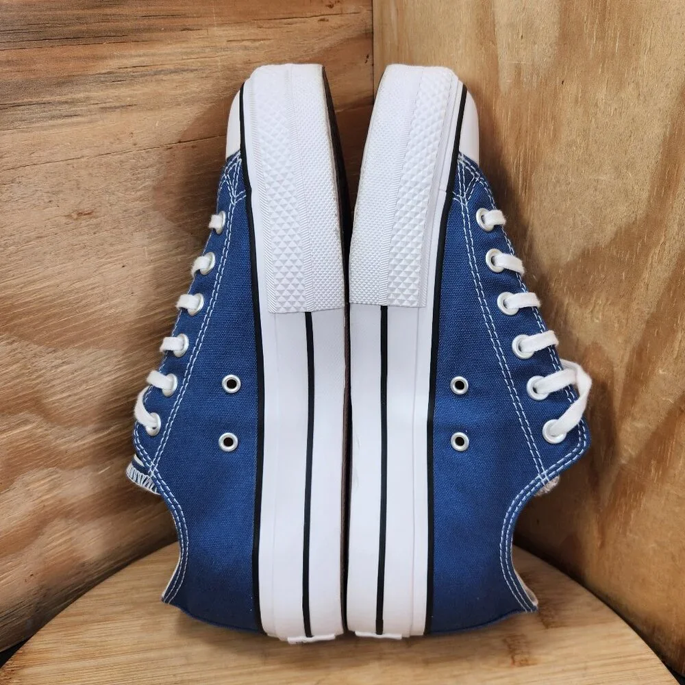 Converse Chuck Taylor Blue Canvas Low Top Platform Lift Sneakers Worn Once - Picture 8 of 10